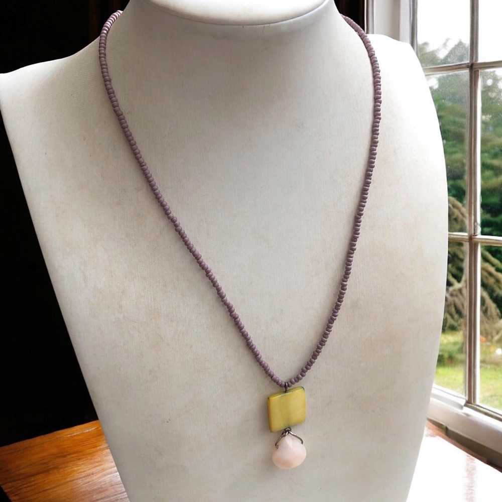 David Aubrey Purple Beaded Mother-of-Pearl Necklace